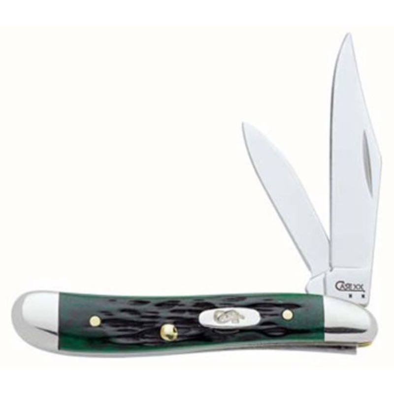 Case Peanut Pocket Worn Bermuda Green Jigged Bone