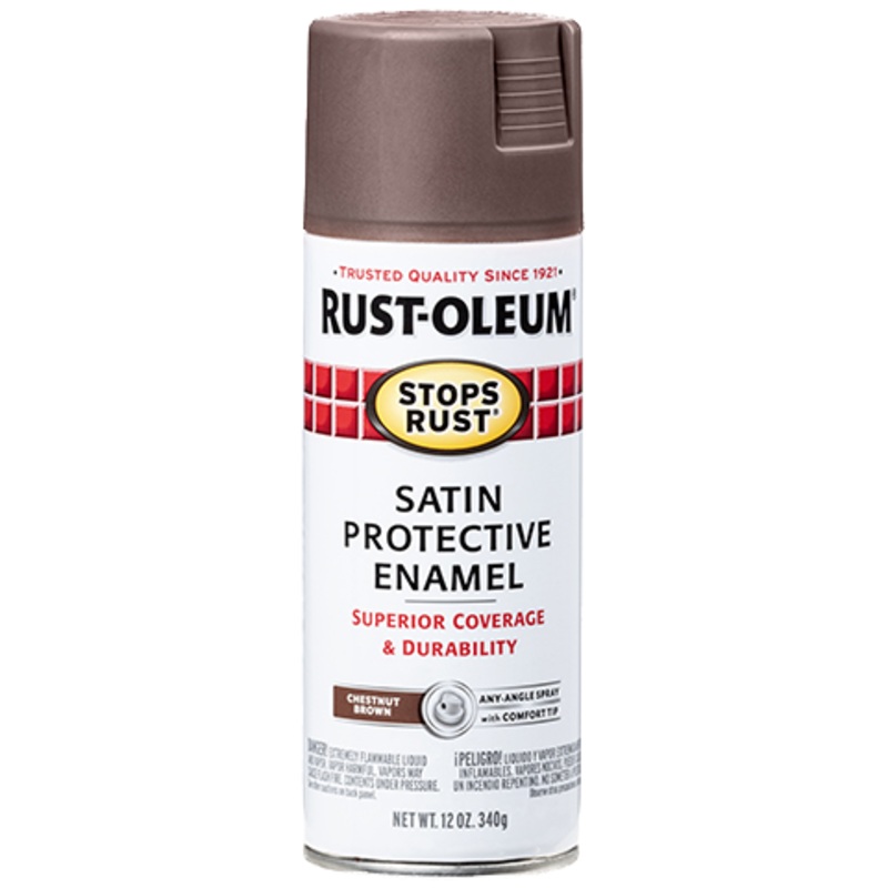Rust-Oleum Protective Enamel Spray Paint Satin Chestnut Brown