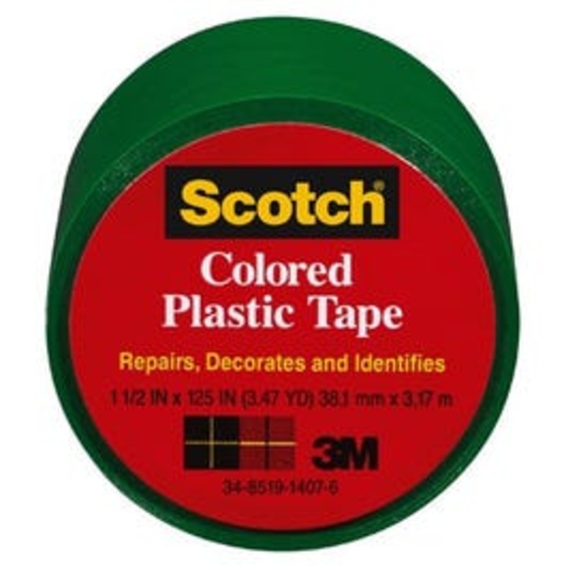 Plastic Tape, Green, 1-1/2 x 125-In.