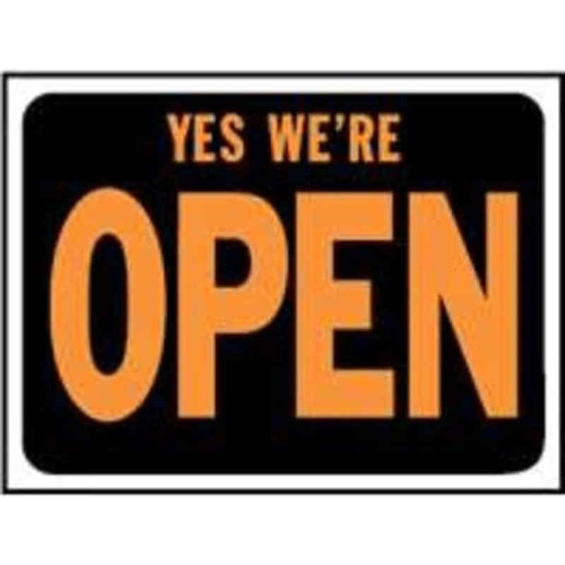 Hy-Ko  9 X 12 Plastic Yes We’re Open Sign