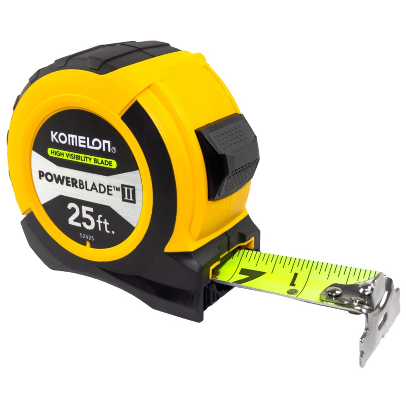 Komelon  16′ x 1.06 Powerblade II Tape Measure, ABS Case, Yellow/Black, Small