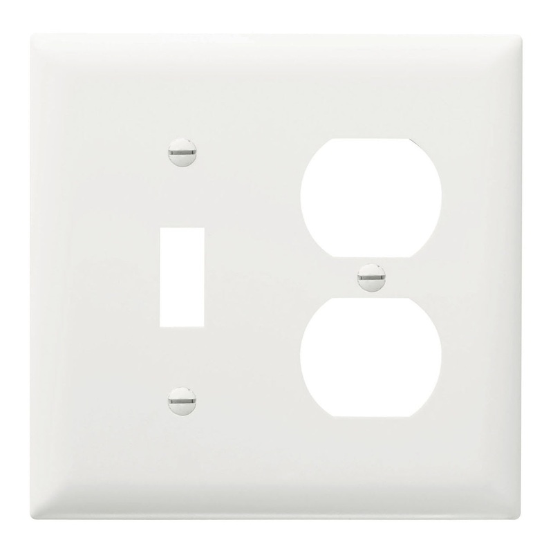 Pass & Seymour Combination Openings, 1 Toggle Switch and 1 Duplex Receptacle, Two Gang, White