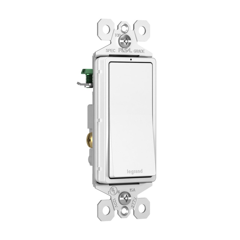 Pass & Seymour White Single-Pole Premium Decorator Lighted Switch, , 15A, 120/277V,