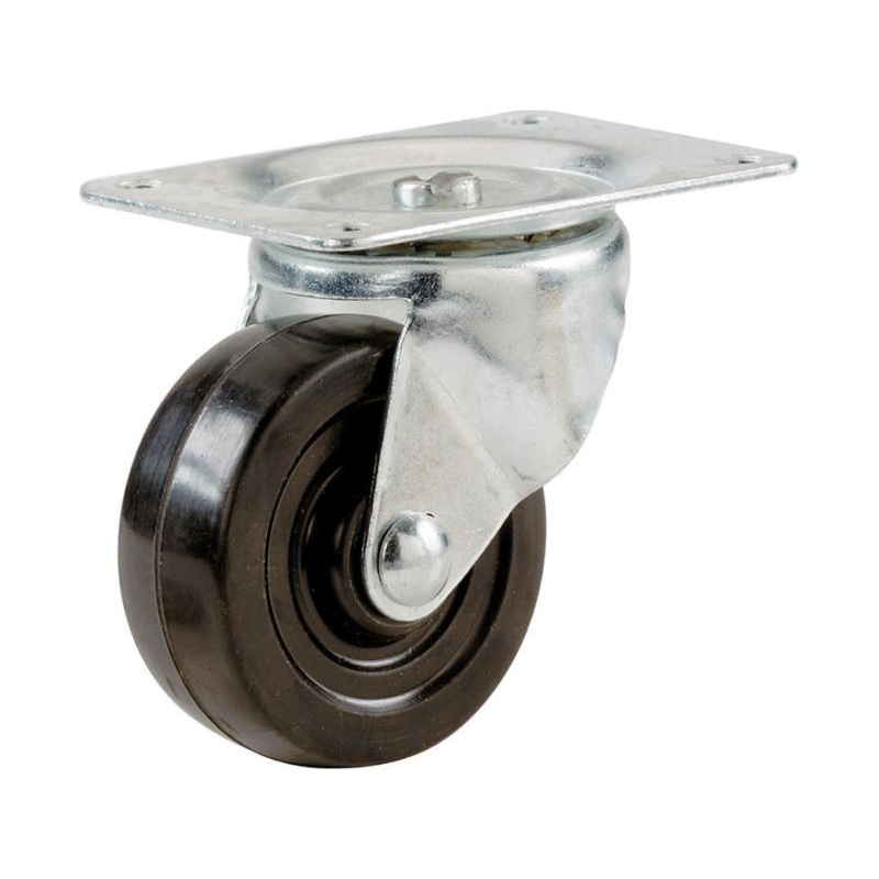 Shepherd Hardware 4-Inch Swivel Plate Soft Rubber Caster, 225-lb Load Capacity