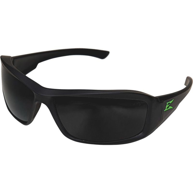 Edge Eyewear Brazeau Torque Green E Matte Black Frame Safety Glasses with Smoke Polarized Lenses