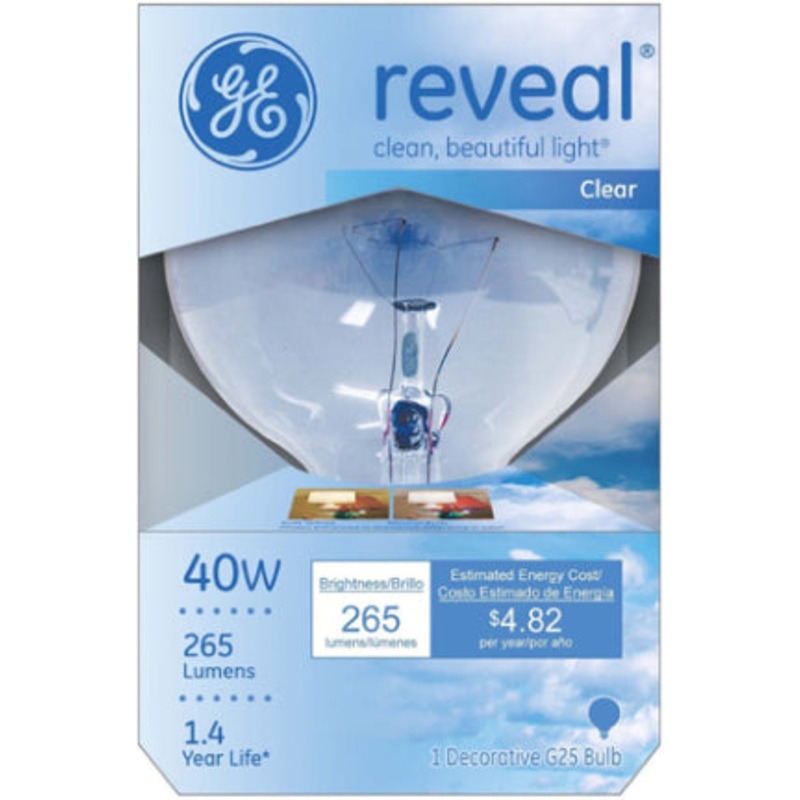 40W G25 Med Reveal Clear Globe
