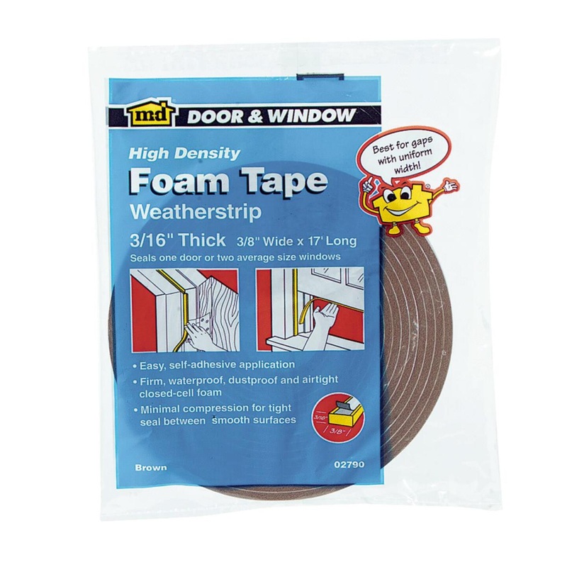 M-D 3/8 W x 3/16 T x 17′ L Brown Foam Weatherstrip Tape