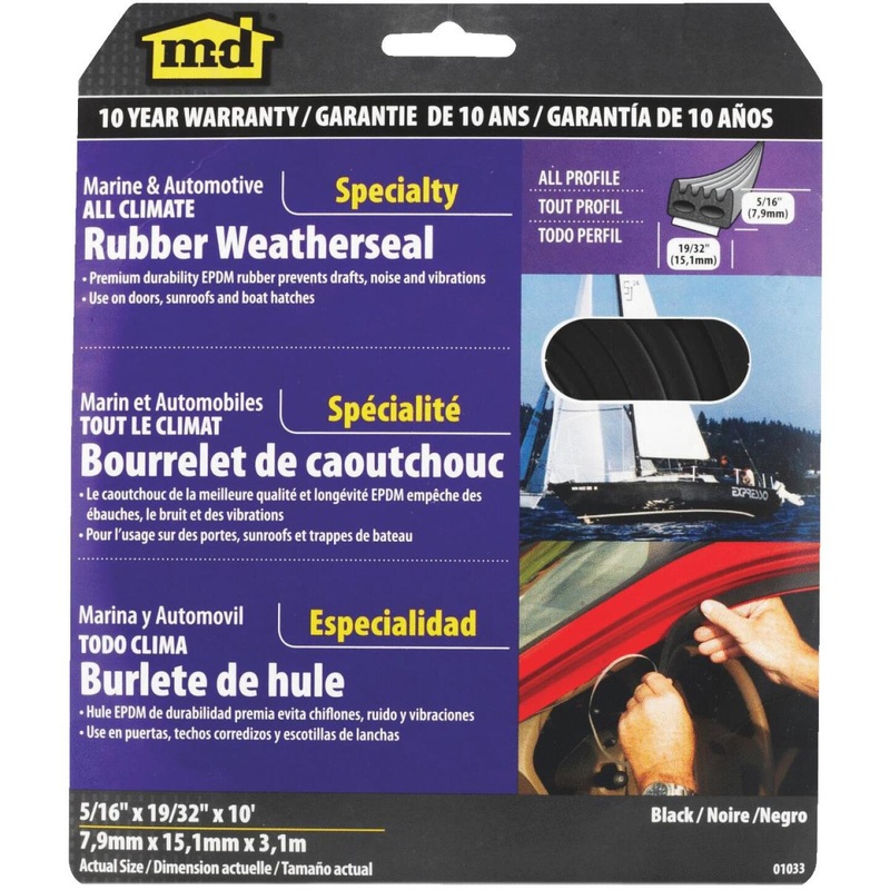 M-D 5/16 19/32 10′ Auto & Marine Weatherstrip