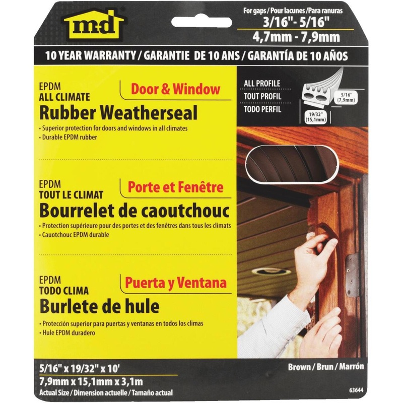 M-D Brown 10′ 19/32 Rubber Weatherstrip