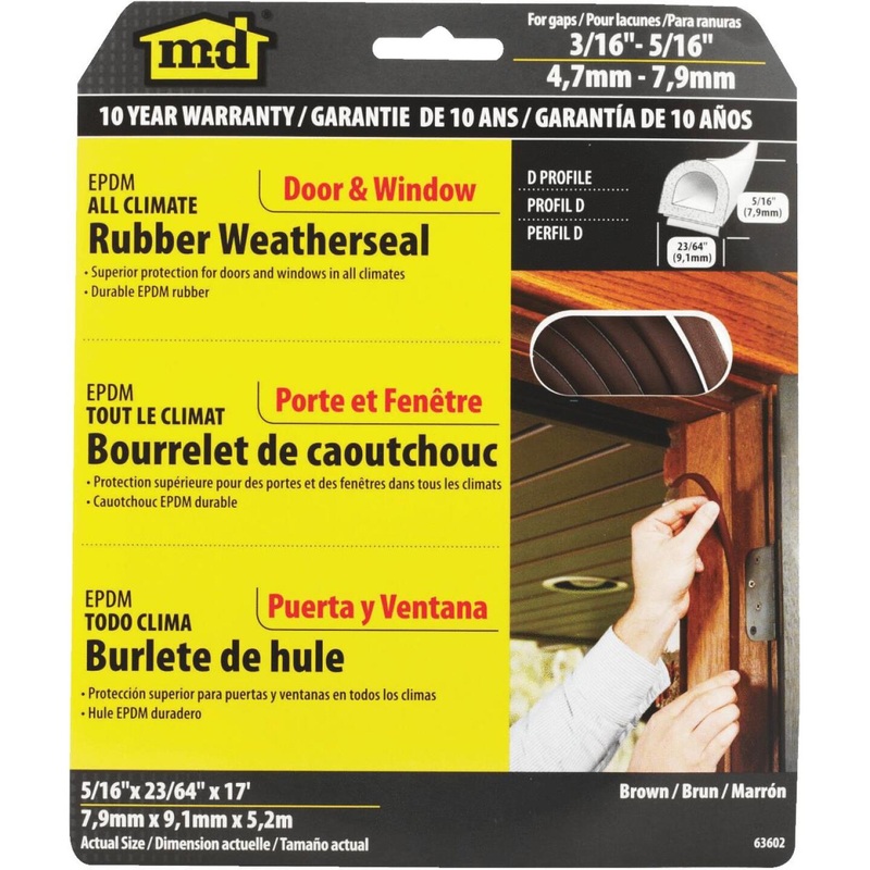 M-D Brown 17′ 23/64 Rubber Weatherstrip