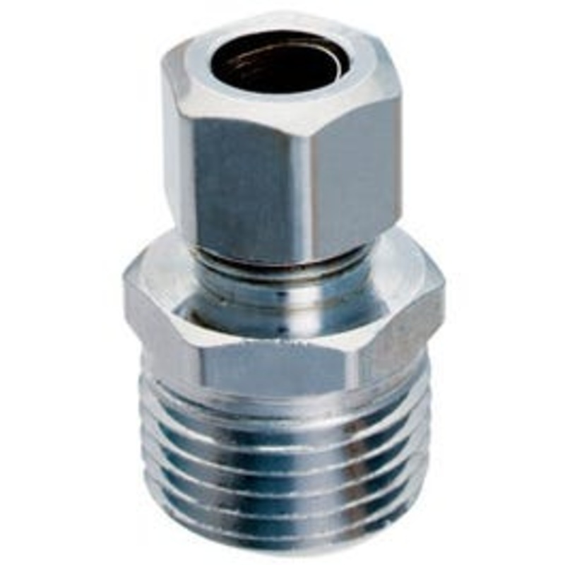 Brass Compression Straight Connector, Lead-Free, 1/2 MPT x 3/8-In. OD