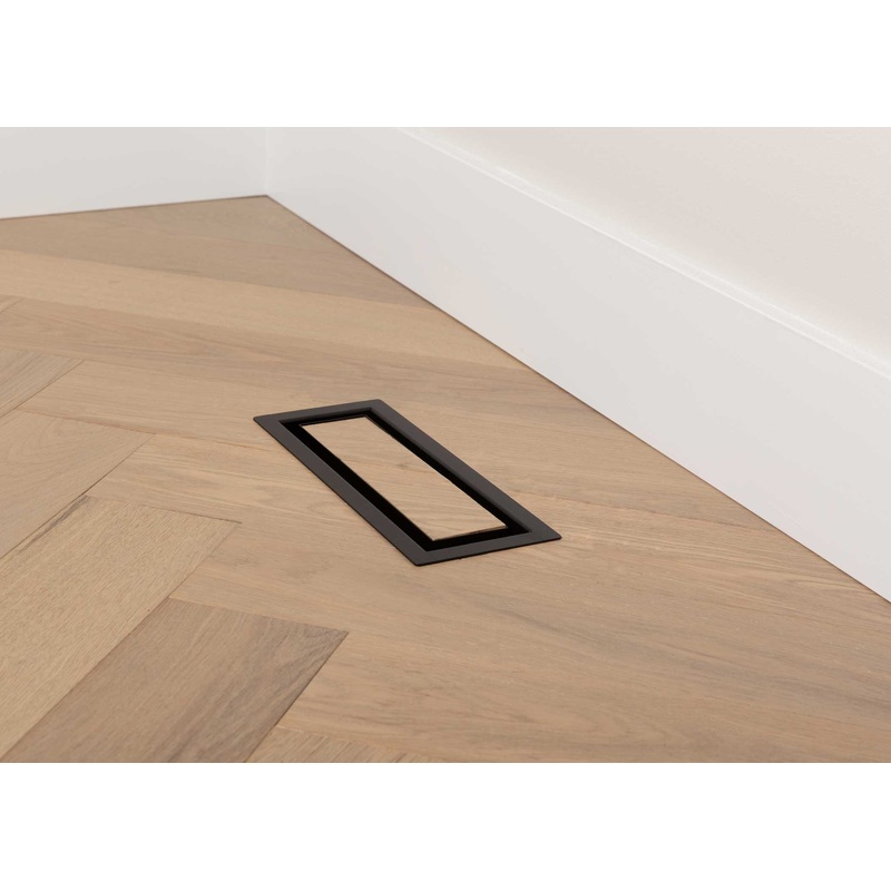 Luxe – Framed Steel Floor Vent Matte Black 4×12