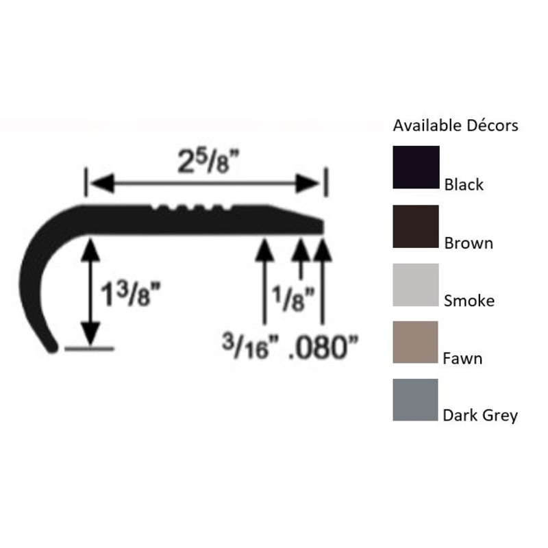 Commercial Rubber #4 Stair Nosing 2-5/8 in. x 9 ft. – Smoke