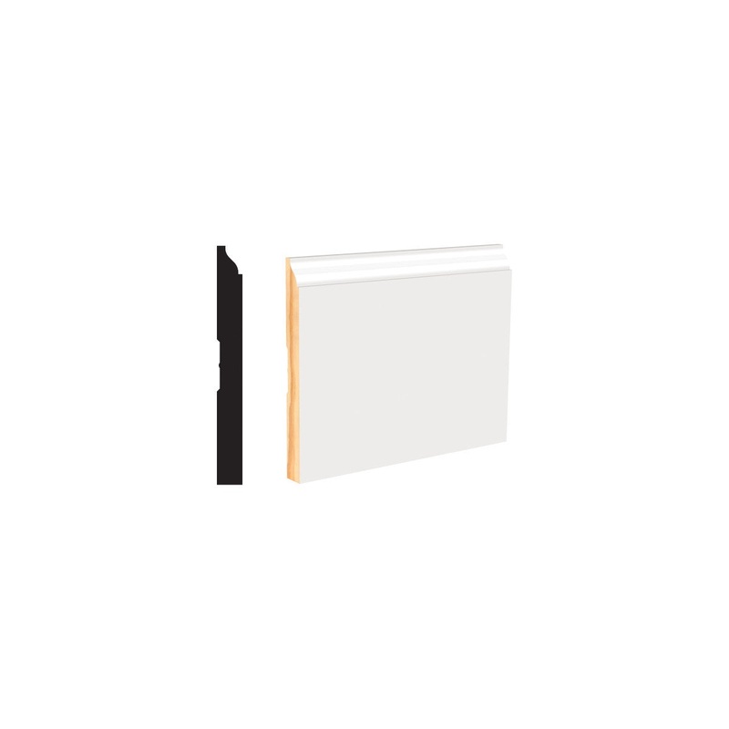 WM618 9/16 in. Thick x 5-1/4 in. Tall x 8 ft. Length Primed White Baseboard
