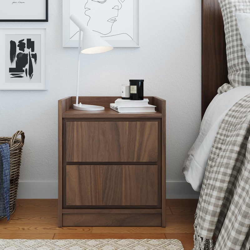 Adagio Swing Door Nightstand|Walnut|Black|White