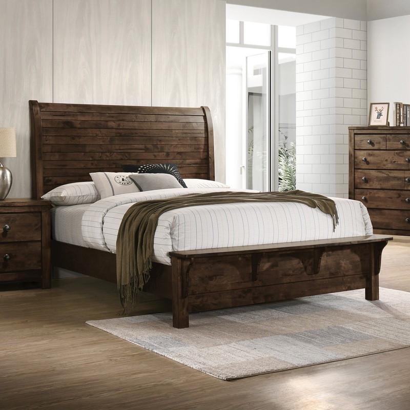 Blue Ridge Rustic Sleigh Bed|Rustic Grey|Queen|King