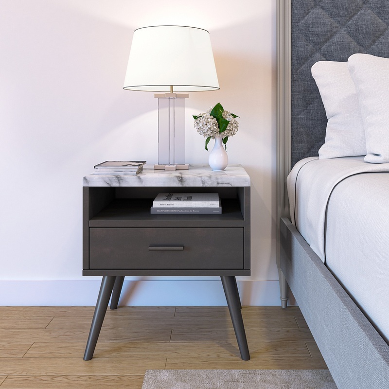 Marcello Nightstand|Black|Cherry|White