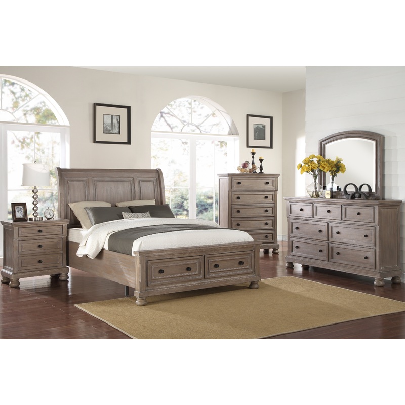 Allegra Contemporary Sleigh Storage Bed 2 Piece Bedroom Set