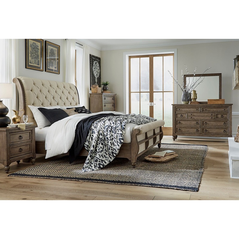 Americana Farmhouse Classic Sleigh Bed 2 Piece Bedroom Set