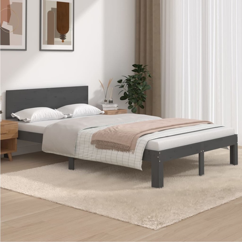 Berkfield Bed Frame Grey Solid Wood Pine 120×200 cm