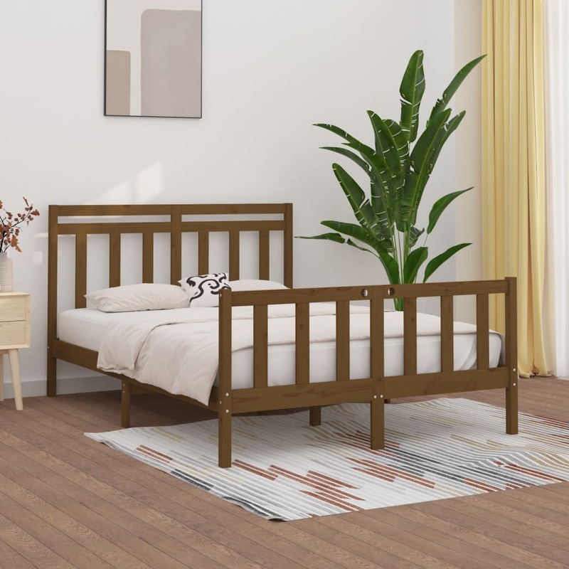 Berkfield Bed Frame Honey Brown Solid Wood Pine 150×200 cm King Size
