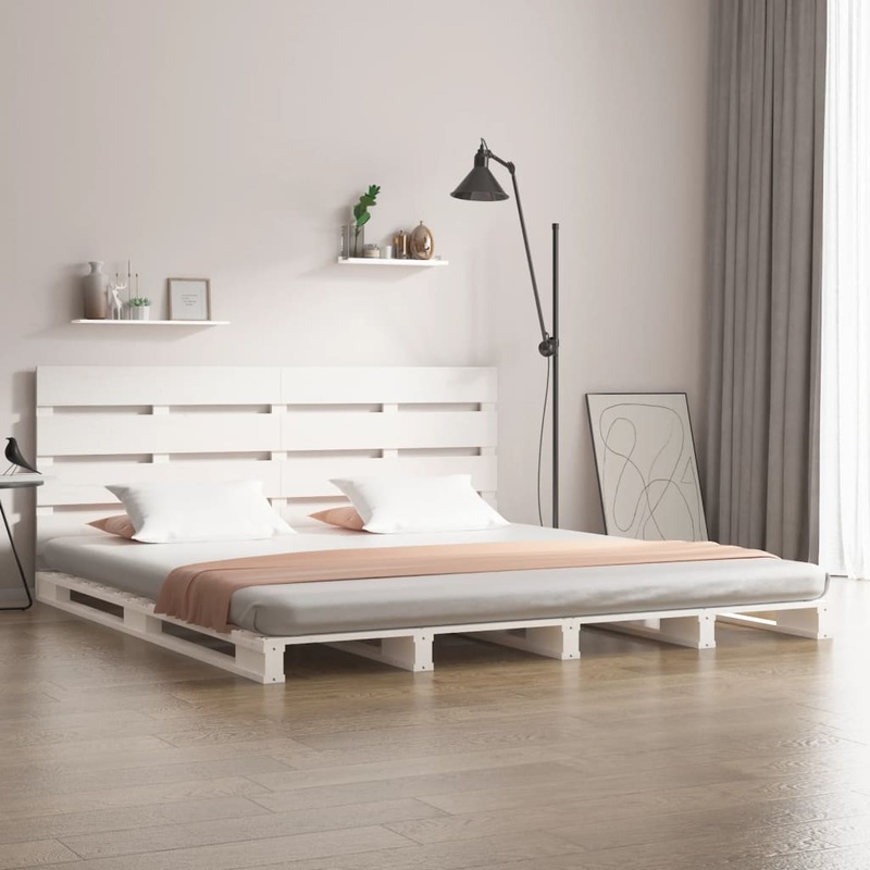 Berkfield Bed Frame White 135×190 cm Solid Wood Pine Double