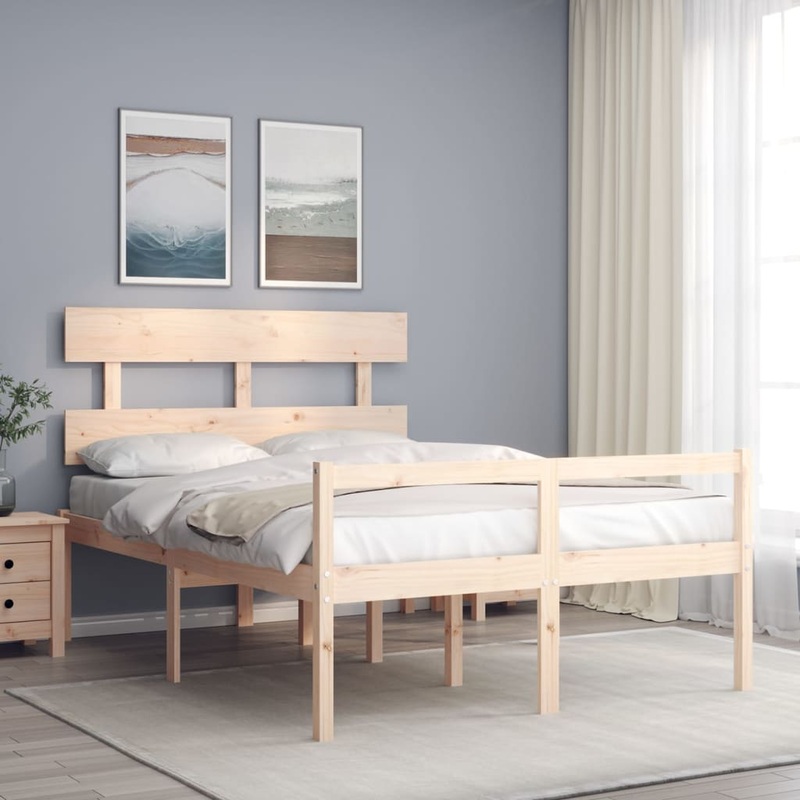 Berkfield Bed Frame with Headboard 140×190 cm Solid Wood