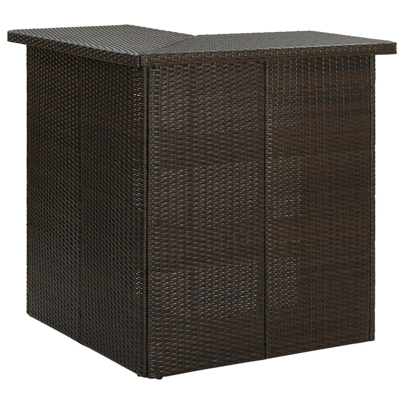 Berkfield Corner Bar Table Brown 100x50x105 cm Poly Rattan