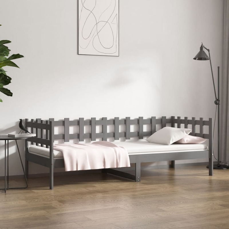 Berkfield Day Bed Grey 90×190 cm Solid Wood Pine