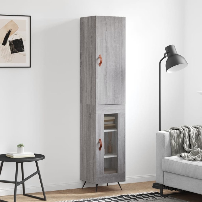 Berkfield Highboard Grey Sonoma 34.5x34x180 cm Engineered Wood