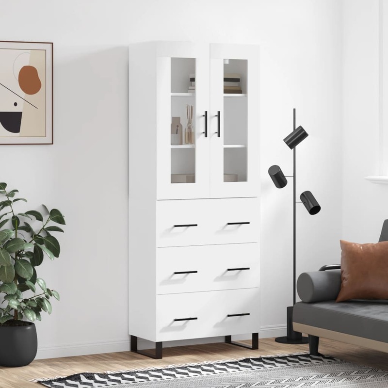 Berkfield Highboard White 69.5x34x180 cm Engineered Wood