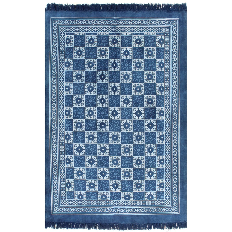 Berkfield Kilim Rug Cotton 120×180 cm with Pattern Blue