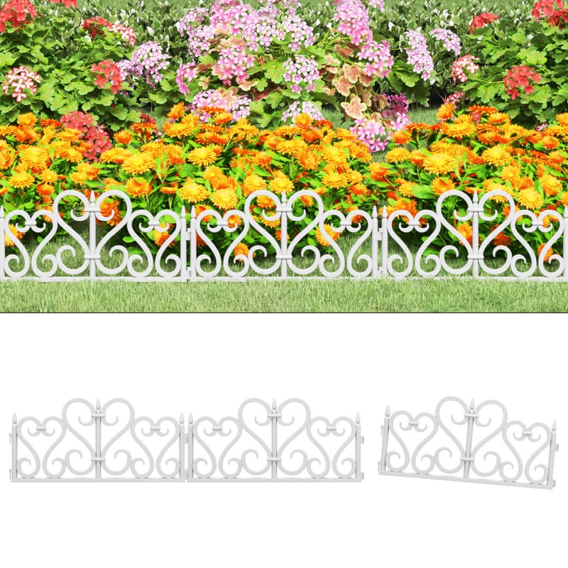 Berkfield Lawn Edgings 17 pcs White 10 m PP