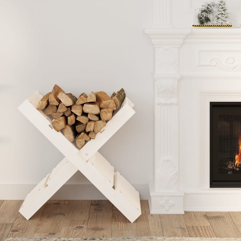 Berkfield Log Holder White 47×39.5×48 cm Solid Wood Pine