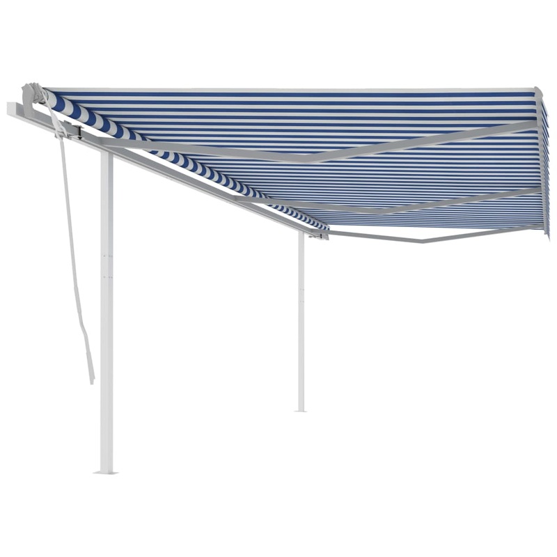 Berkfield Manual Retractable Awning with Posts 6×3.5 m Blue and White