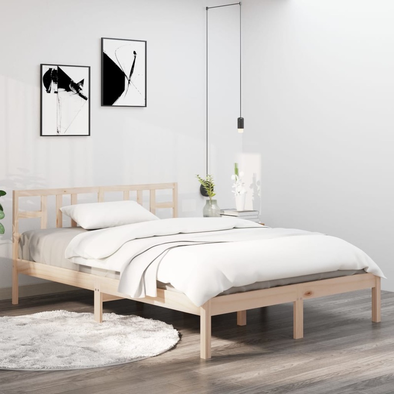 Berkfield Bed Frame Solid Wood 135×190 cm Double