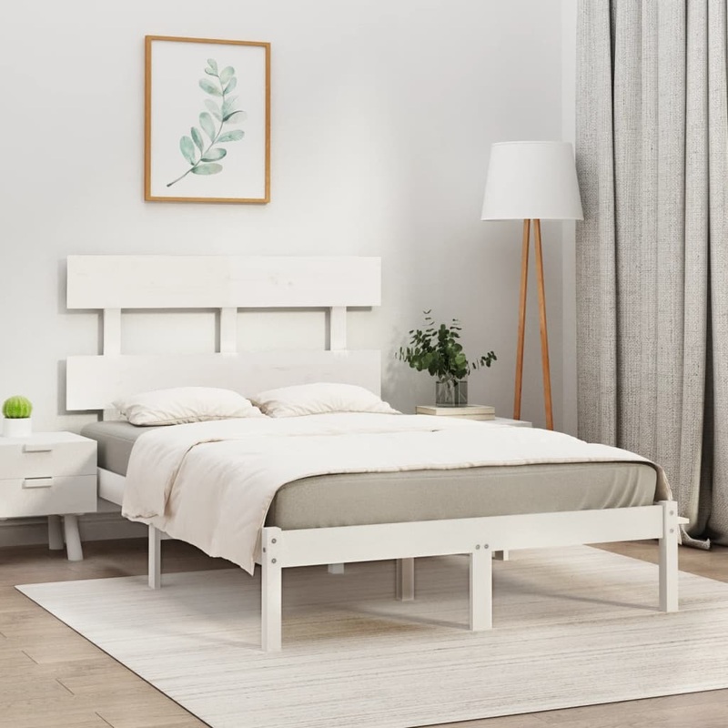 Berkfield Bed Frame White Solid Wood 120×200 cm