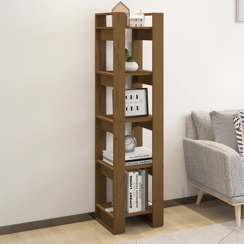 Berkfield Book Cabinet/Room Divider Honey Brown 41x35x160 cm Solid Wood Pine