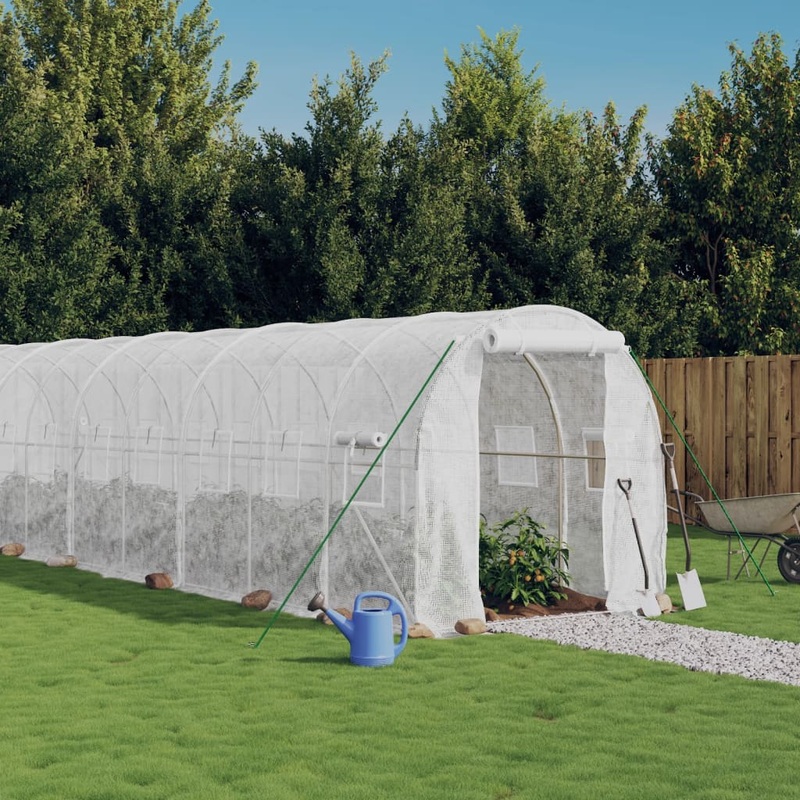 Berkfield Greenhouse with Steel Frame White 20 m__ 10x2x2 m