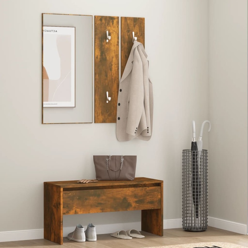 Berkfield Hallway Furniture Set Smoked Oak Engineered Wood