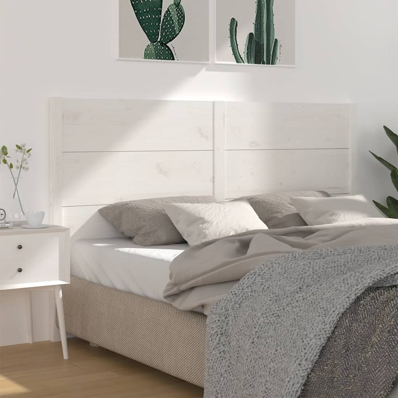 Berkfield Headboard White 141x4x100 cm Solid Wood Pine