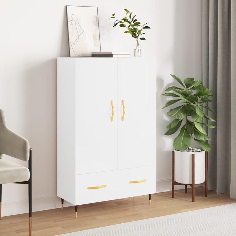 Berkfield Highboard High Gloss White 69.5x31x115 cm Engineered Wood