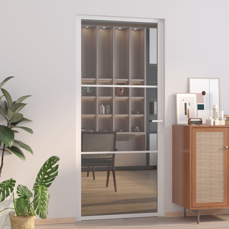 Berkfield Interior Door 93×201.5 cm White ESG Glass and Aluminium