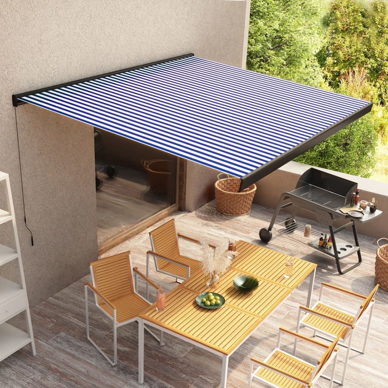 Berkfield Manual Cassette Awning 300×250 cm Blue and White