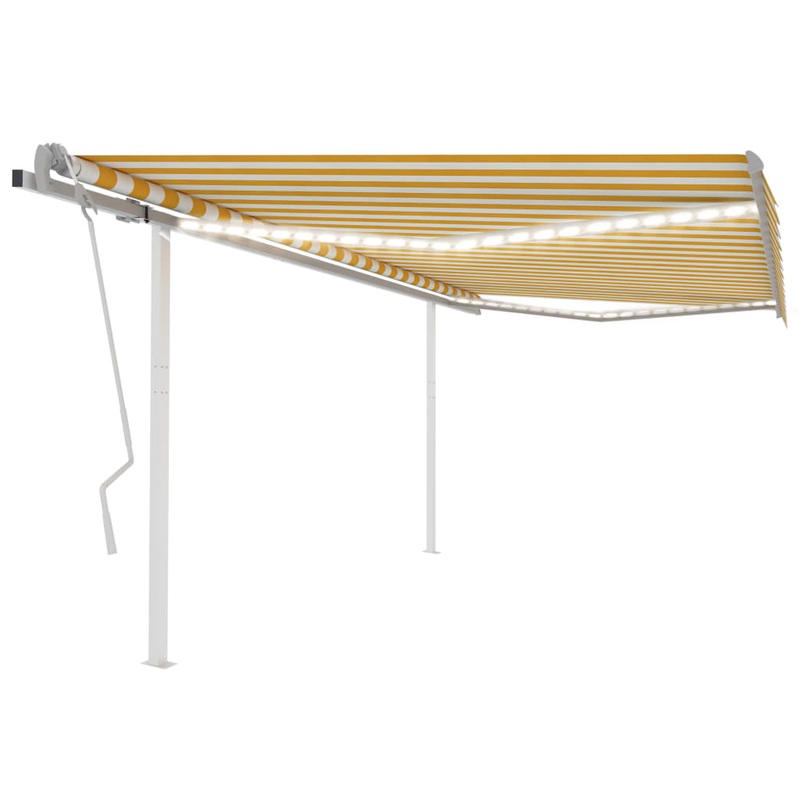 Berkfield Manual Retractable Awning with LED 4.5×3.5 m Yellow and White