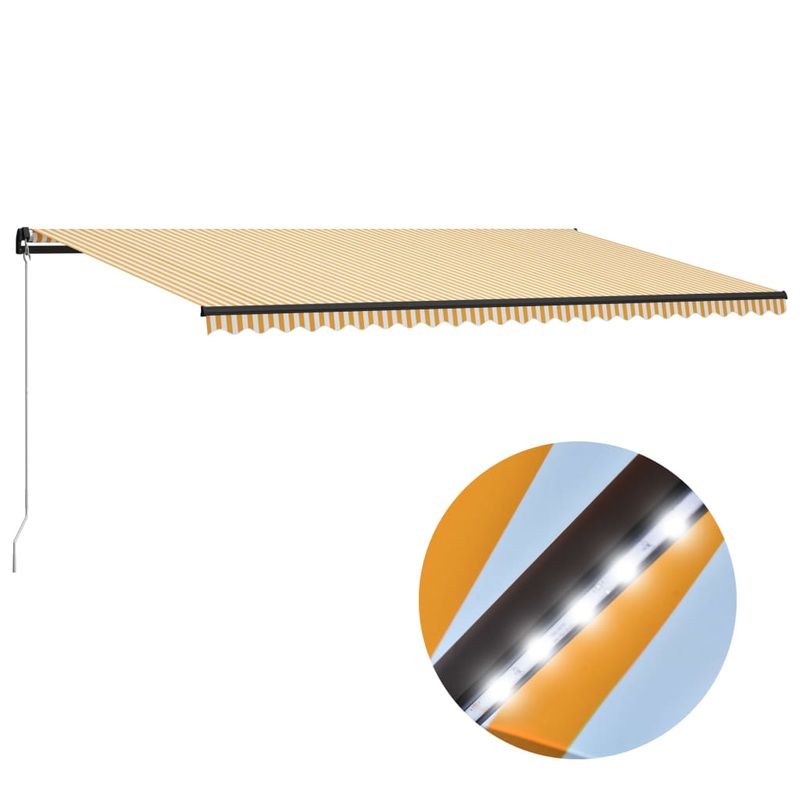Berkfield Manual Retractable Awning with LED 600×300 cm Yellow and White