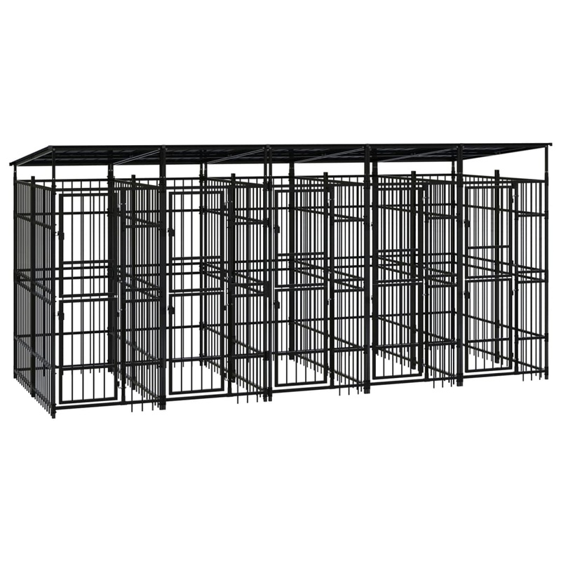 Berkfield Outdoor Dog Kennel with Roof Steel 9.22 m__
