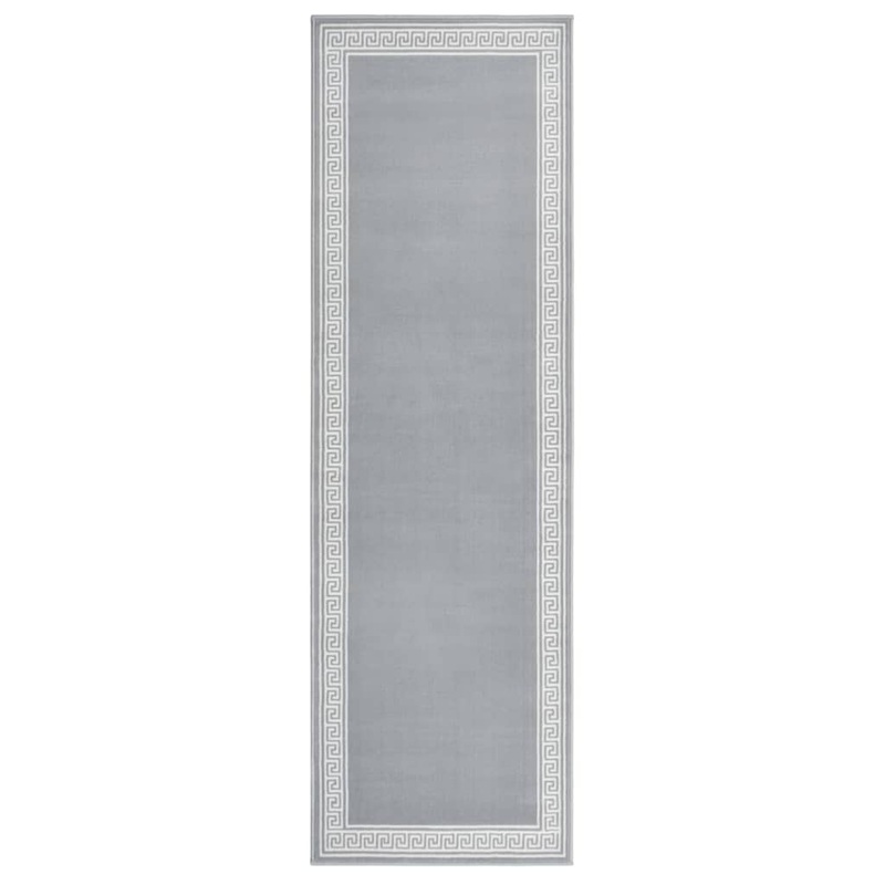 Berkfield Runner Rug BCF Grey with Motif 100×350 cm