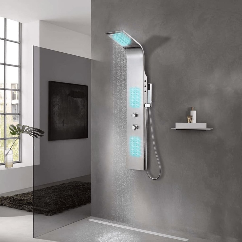 Berkfield Shower Panel System Stainless Steel Curved