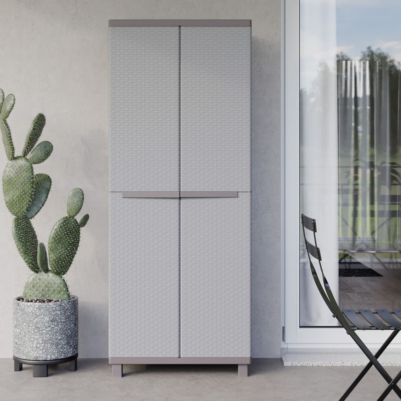 Berkfield Storage Cabinet with 2 Doors 68×37.5×170 cm Light Grey and Beige